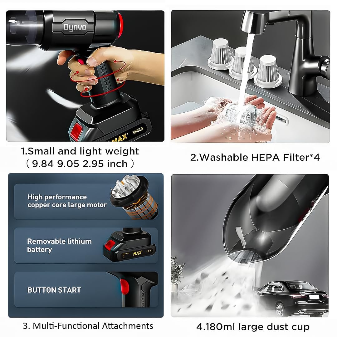 Wireless Handheld Car Vacuum Cleaner, 3-in-1 High Power 18000PA, Portable car Vacuum Cleaner